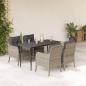 Preview: ARDEBO.de - 5-tlg. Garten-Essgruppe mit Kissen Hellgrau Poly Rattan