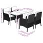 Preview: 5-tlg. Garten-Essgruppe mit Kissen Hellgrau Poly Rattan