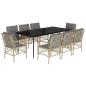 Preview: 9-tlg. Garten-Essgruppe mit Kissen Beigemischung Poly Rattan