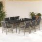Preview: ARDEBO.de - 9-tlg. Garten-Essgruppe mit Kissen Hellgrau Poly Rattan