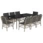 Preview: 9-tlg. Garten-Essgruppe mit Kissen Hellgrau Poly Rattan