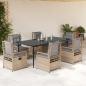 Preview: ARDEBO.de - 7-tlg. Garten-Essgruppe mit Kissen Beige Poly Rattan