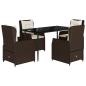 Preview: 5-tlg. Garten-Essgruppe mit Kissen Braun Poly Rattan