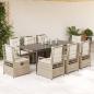 Preview: ARDEBO.de - 9-tlg. Garten-Essgruppe mit Kissen Beige Poly Rattan