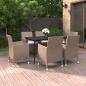 Preview: ARDEBO.de - 7-tlg. Garten-Essgruppe mit Kissen Poly Rattan und Glas