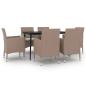 Preview: 7-tlg. Garten-Essgruppe mit Kissen Poly Rattan und Glas