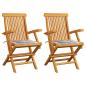 Preview: ARDEBO.de - Gartenstühle Graue Karomuster-Kissen 2 Stk. Massivholz Teak