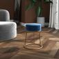 Preview: ARDEBO.de - Runder Hocker Blau Samt