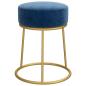 Preview: Runder Hocker Blau Samt