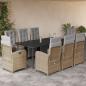 Preview: ARDEBO.de - 9-tlg. Garten-Essgruppe mit Kissen Beige Poly Rattan
