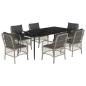 Preview: 7-tlg. Garten-Essgruppe mit Kissen Hellgrau Poly Rattan