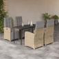 Preview: ARDEBO.de - 5-tlg. Garten-Essgruppe mit Kissen Beige Poly Rattan