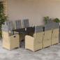 Preview: ARDEBO.de - 9-tlg. Garten-Essgruppe mit Kissen Beigemischung Poly Rattan