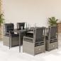 Preview: ARDEBO.de - 5-tlg. Garten-Essgruppe mit Kissen Hellgrau Poly Rattan