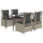 Preview: 5-tlg. Garten-Essgruppe mit Kissen Hellgrau Poly Rattan