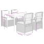 Preview: 5-tlg. Garten-Essgruppe mit Kissen Hellgrau Poly Rattan