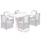 Preview: 7-tlg. Garten-Essgruppe mit Kissen Hellgrau Poly Rattan