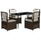 Preview: 5-tlg. Garten-Essgruppe mit Kissen Braun Poly Rattan