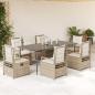 Preview: ARDEBO.de - 7-tlg. Garten-Essgruppe mit Kissen Beige Poly Rattan