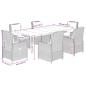 Preview: 7-tlg. Garten-Essgruppe mit Kissen Beige Poly Rattan