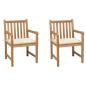 Preview: ARDEBO.de - Gartenstühle 2 Stk. mit Cremeweißen Kissen Massivholz Teak