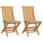 Preview: ARDEBO.de - Gartenstühle Graue Karomuster-Kissen 2 Stk. Massivholz Teak