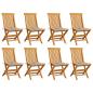 Preview: ARDEBO.de - Gartenstühle Graue Karomuster-Kissen 8 Stk. Massivholz Teak
