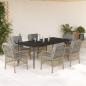 Preview: ARDEBO.de - 7-tlg. Garten-Essgruppe mit Kissen Beigemischung Poly Rattan