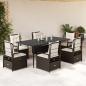 Preview: ARDEBO.de - 7-tlg. Garten-Essgruppe mit Kissen Braun Poly Rattan