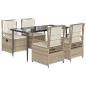 Preview: 5-tlg. Garten-Essgruppe mit Kissen Beige Poly Rattan