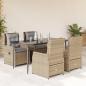 Preview: ARDEBO.de - 5-tlg. Garten-Essgruppe mit Kissen Beige Poly Rattan
