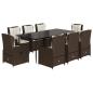 Preview: 9-tlg. Garten-Essgruppe mit Kissen Braun Poly Rattan