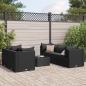Preview: ARDEBO.de - 6-tlg. Garten-Lounge-Set mit Kissen Schwarz Poly Rattan