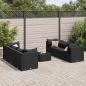 Preview: ARDEBO.de - 7-tlg. Garten-Lounge-Set mit Kissen Schwarz Poly Rattan