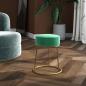 Preview: ARDEBO.de - Runder Hocker Hellblau Samt