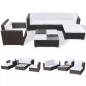 Preview: 6-tlg. Garten-Lounge-Set mit Auflagen Poly Rattan Braun