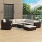 Preview: ARDEBO.de - 8-tlg. Garten-Lounge-Set mit Auflagen Poly Rattan Braun