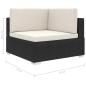 Preview: Modular-Sofa-Eckteil 1 Stk. + Auflagen Poly Rattan Schwarz