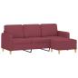 Preview: 3-Sitzer-Sofa mit Hocker Weinrot 180 cm Stoff