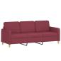 Preview: 3-Sitzer-Sofa mit Hocker Weinrot 180 cm Stoff