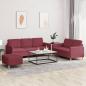 Preview: ARDEBO.de - 3-tlg. Sofagarnitur mit Kissen Weinrot Stoff