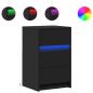 Preview: Nachttisch mit LED-Leuchten Schwarz Holzwerkstoff