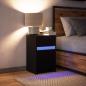 Preview: Nachttisch mit LED-Leuchten Schwarz Holzwerkstoff