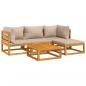 Preview: 5-tlg. Garten-Lounge-Set mit Taupe Kissen Massivholz