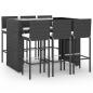 Preview: 7-tlg. Gartenbar-Set mit Kissen Schwarz Poly Rattan