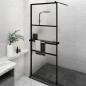 Preview: ARDEBO.de - Duschwand mit Ablage für Walk-In-Dusche Schwarz 80x195 cm ESG