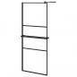 Preview: Duschwand mit Ablage für Walk-In-Dusche Schwarz 80x195 cm ESG