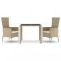 Preview: 3-tlg. Garten-Essgruppe mit Kissen Beige Poly Rattan