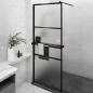 Preview: ARDEBO.de - Duschwand mit Ablage für Walk-In-Dusche Schwarz 80x195 cm ESG