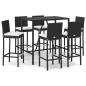Preview: 7-tlg. Gartenbar-Set mit Kissen Schwarz Poly Rattan